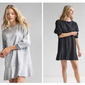 LILLA P Black Terry Sweatshirt Dress | SIZE L| $180 Retail | NWT
